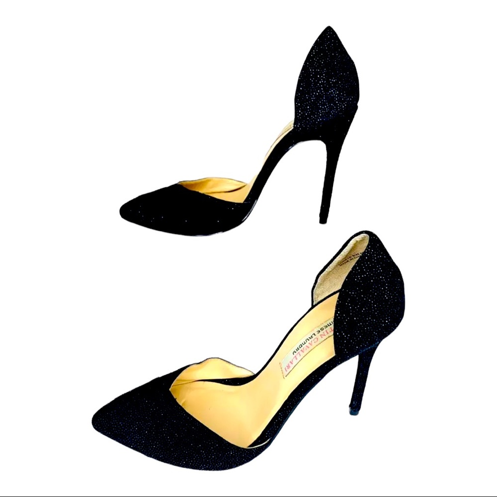 Kristin Cavallari Chinese Laundry Glass Beaded Stilettos Black Caviar Leather 9